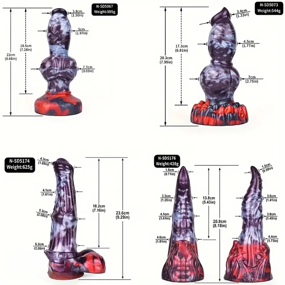 Multiple Silicone Monster Horse Big Animal Knot Dog Octopus Thick Dildo