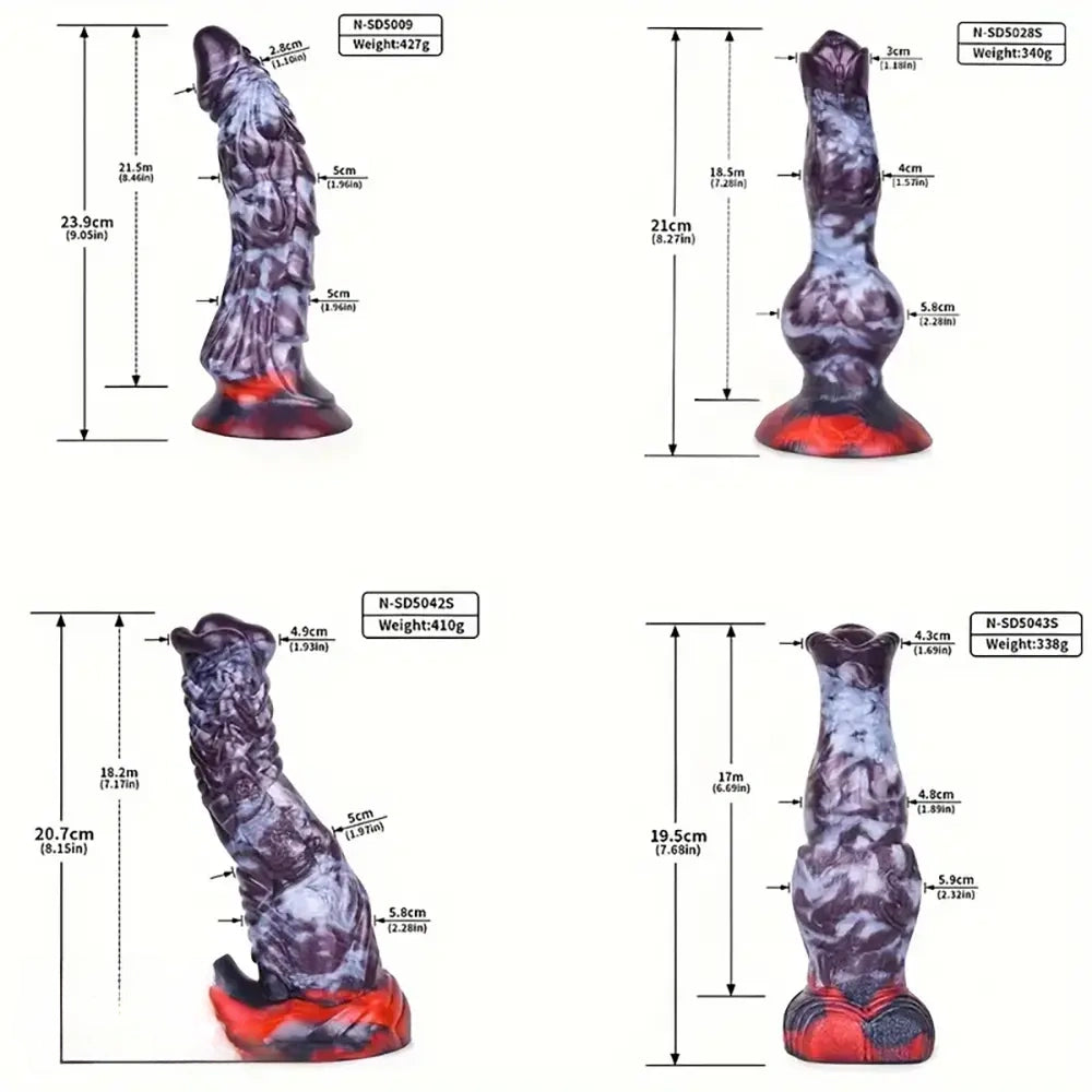 Multiple Silicone Monster Horse Big Animal Knot Dog Octopus Thick Dildo