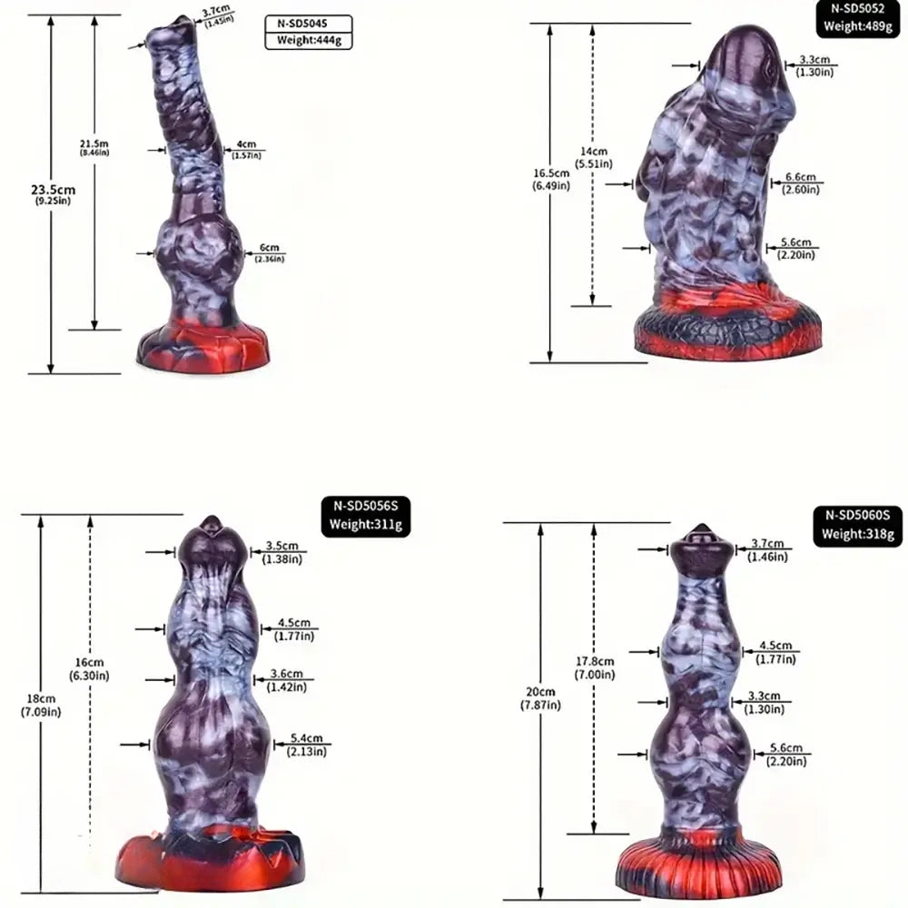 Multiple Silicone Monster Horse Big Animal Knot Dog Octopus Thick Dildo