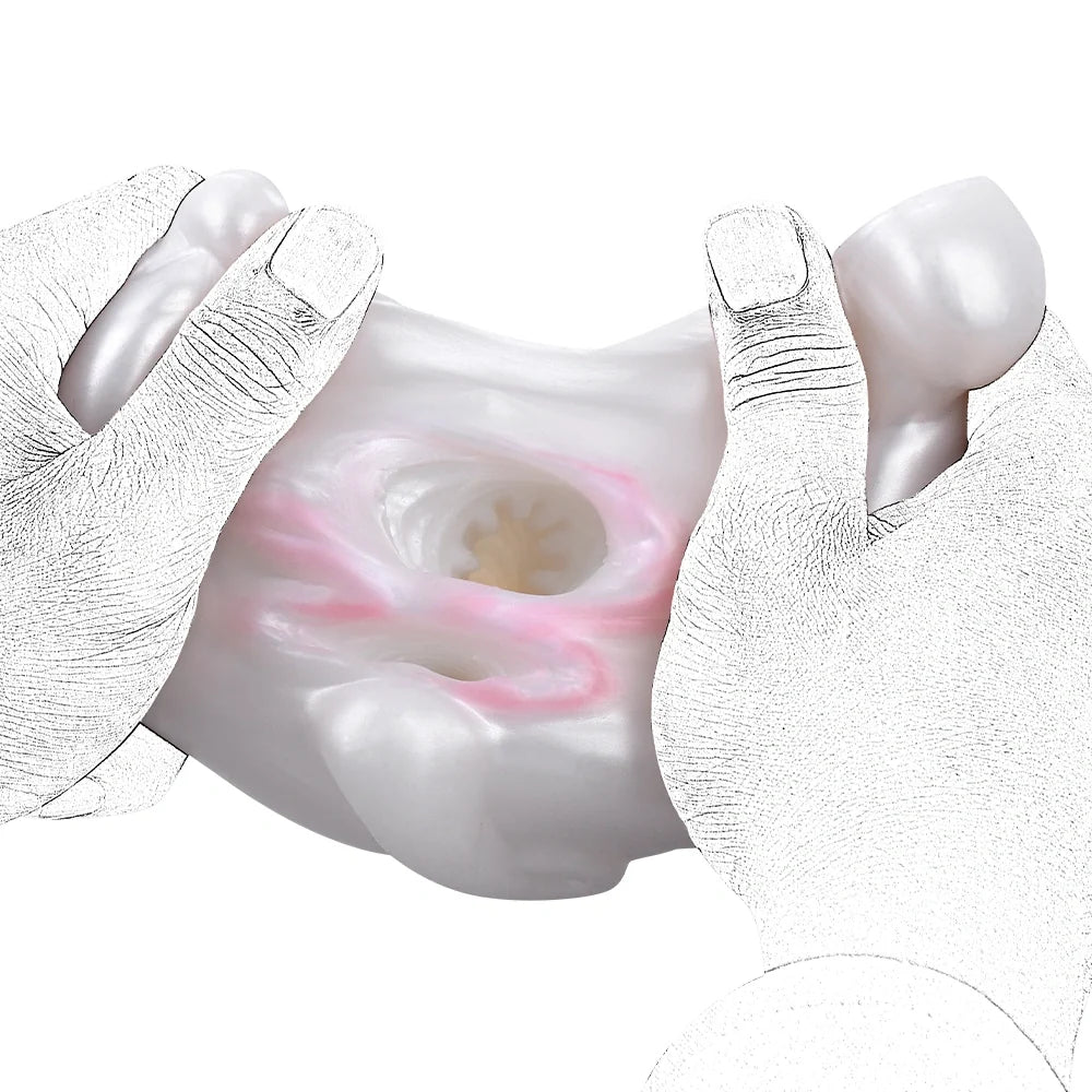 Butt Masturbator Opalyx Dual Channel Pearl White