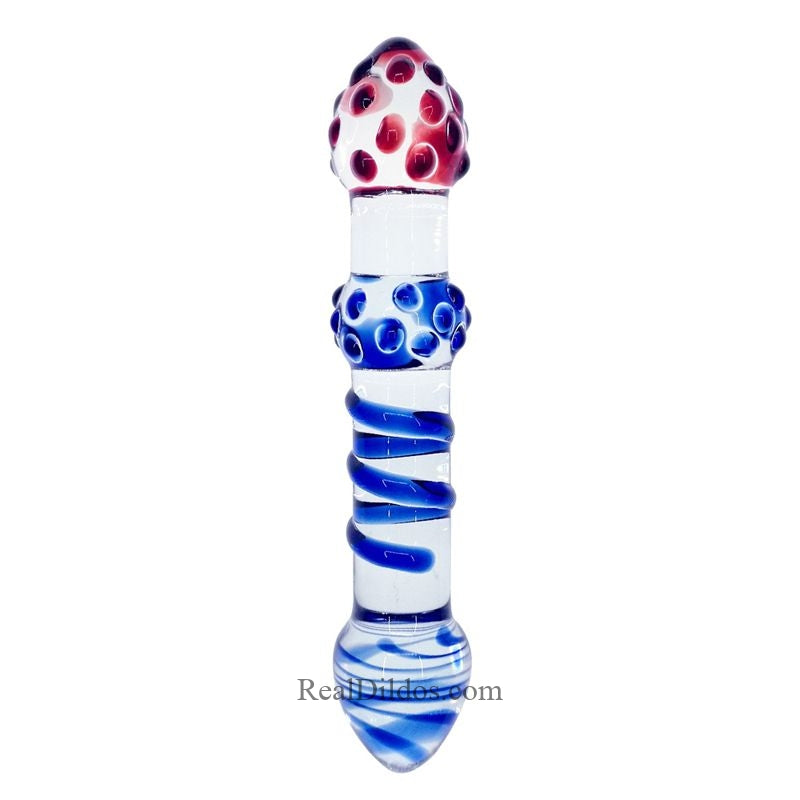 Premium Double Ended Crystal 7.67″ Glass Dildo With Emboss