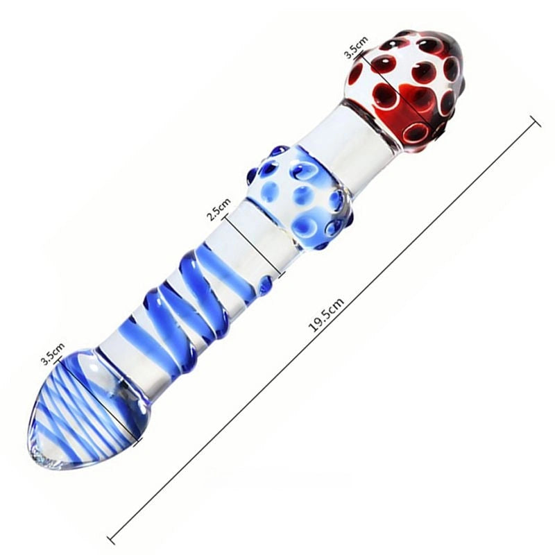Premium Double Ended Crystal 7.67″ Glass Dildo With Emboss