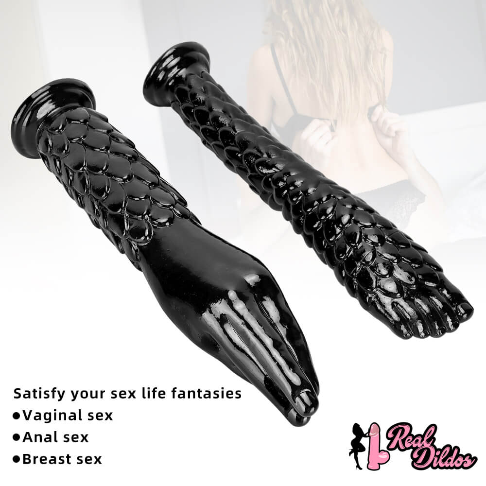 13.38in 13.58in Hands Feet Big Black Thick Dildo Masturbator
