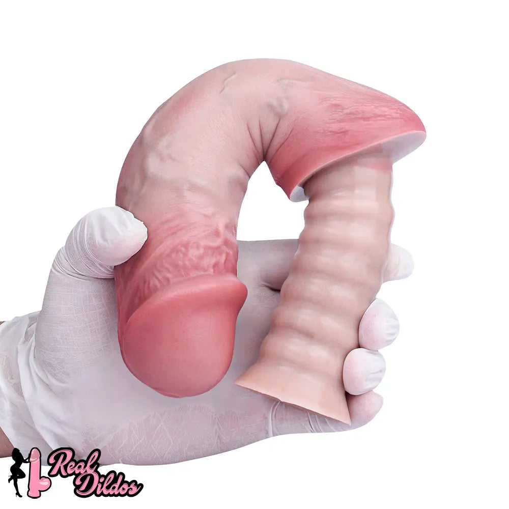 11.02in Real Feeling Double Layer Silicone Soft Handle Handhold Cock Dildo