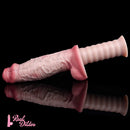 11.29in Real Feeling Uncut Double Layer Silicone Soft Handle Dildo For Sex