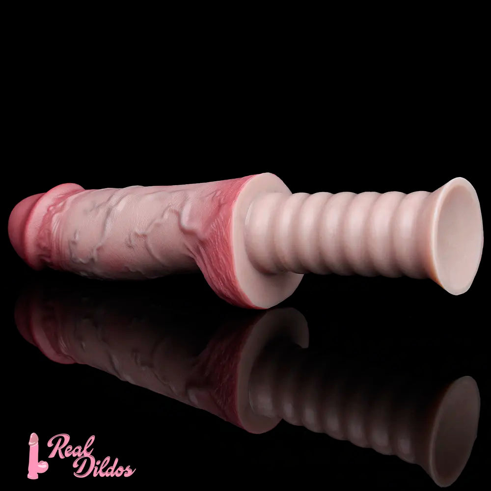 11.02in Real Feeling Double Layer Silicone Soft Handle Handhold Cock Dildo