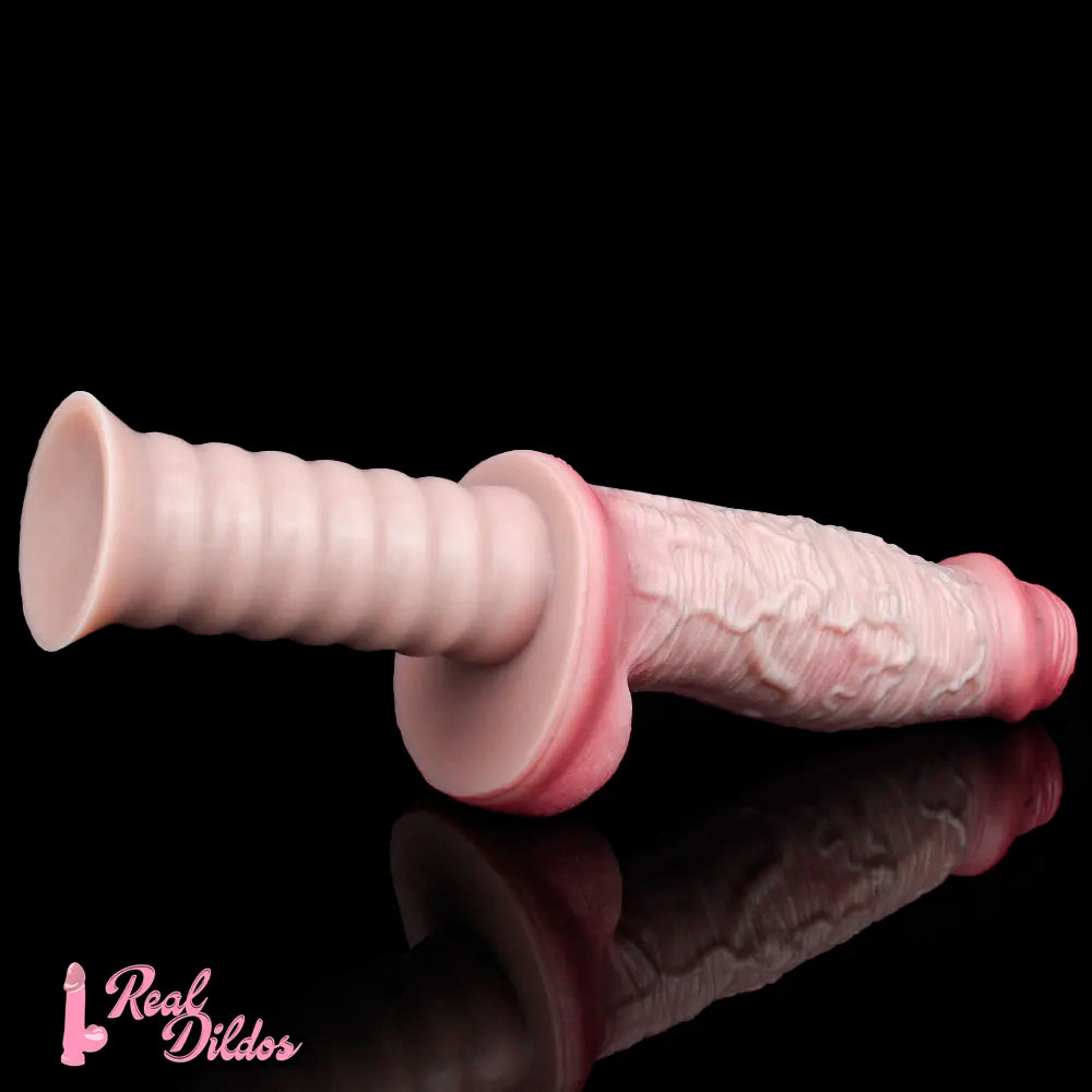 11.29in Real Feeling Uncut Double Layer Silicone Soft Handle Dildo For Sex