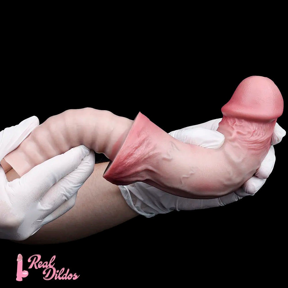 11.02in Real Feeling Double Layer Silicone Soft Handle Handhold Cock Dildo