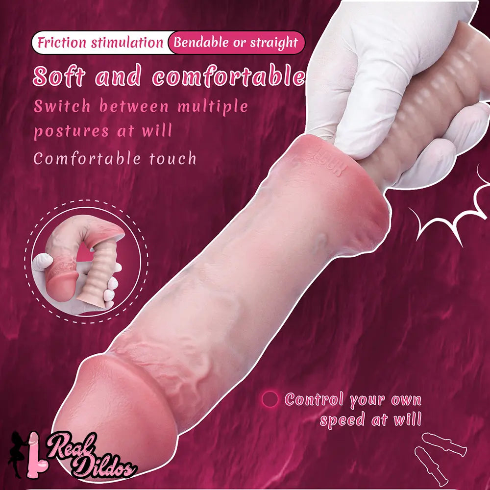 11.02in Real Feeling Double Layer Silicone Soft Handle Handhold Cock Dildo