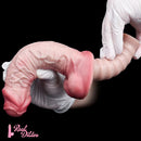 11.29in Real Feeling Uncut Double Layer Silicone Soft Handle Dildo For Sex