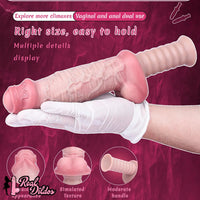 11.29in Real Feeling Uncut Double Layer Silicone Soft Handle Dildo For Sex