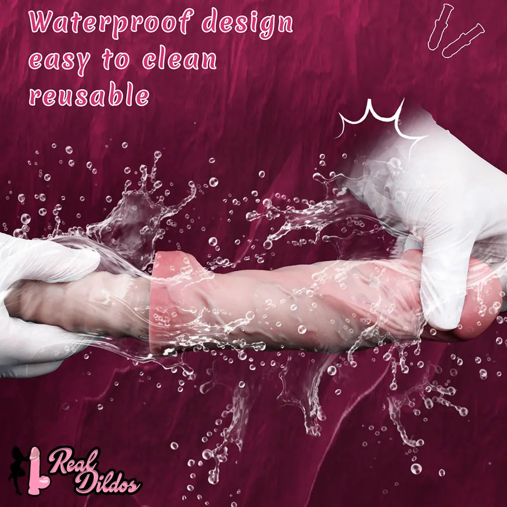 11.02in Real Feeling Double Layer Silicone Soft Handle Handhold Cock Dildo
