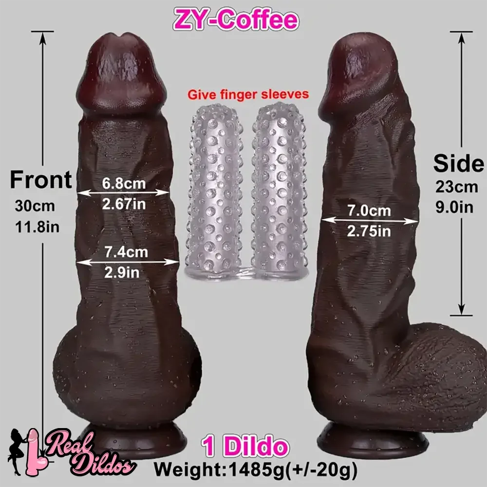 11.8in Thick Realistic Veins Huge Soft Dildo Double-layer Silicone Cock
