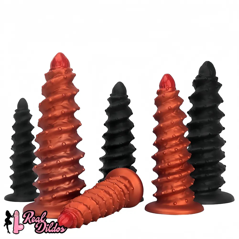 10.43in 12in 14.17in Extra-Large Long Threaded Silicone Sharp Head Dildo