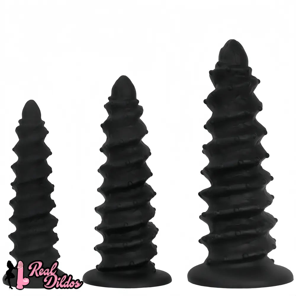 10.43in 12in 14.17in Extra-Large Long Threaded Silicone Sharp Head Dildo