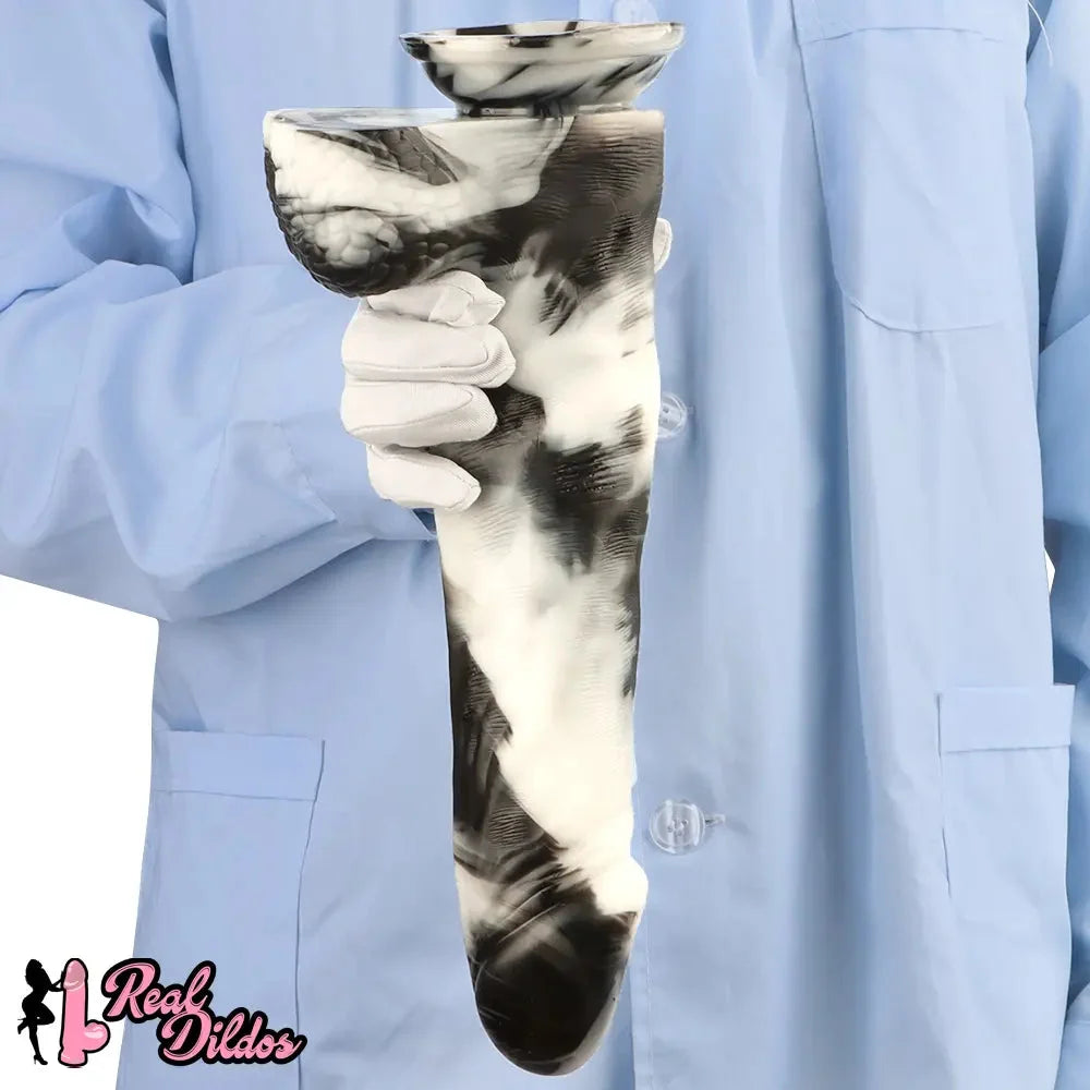 13.38in Black White Mixed Color PVC Extra Huge Long Thick Women Dildo