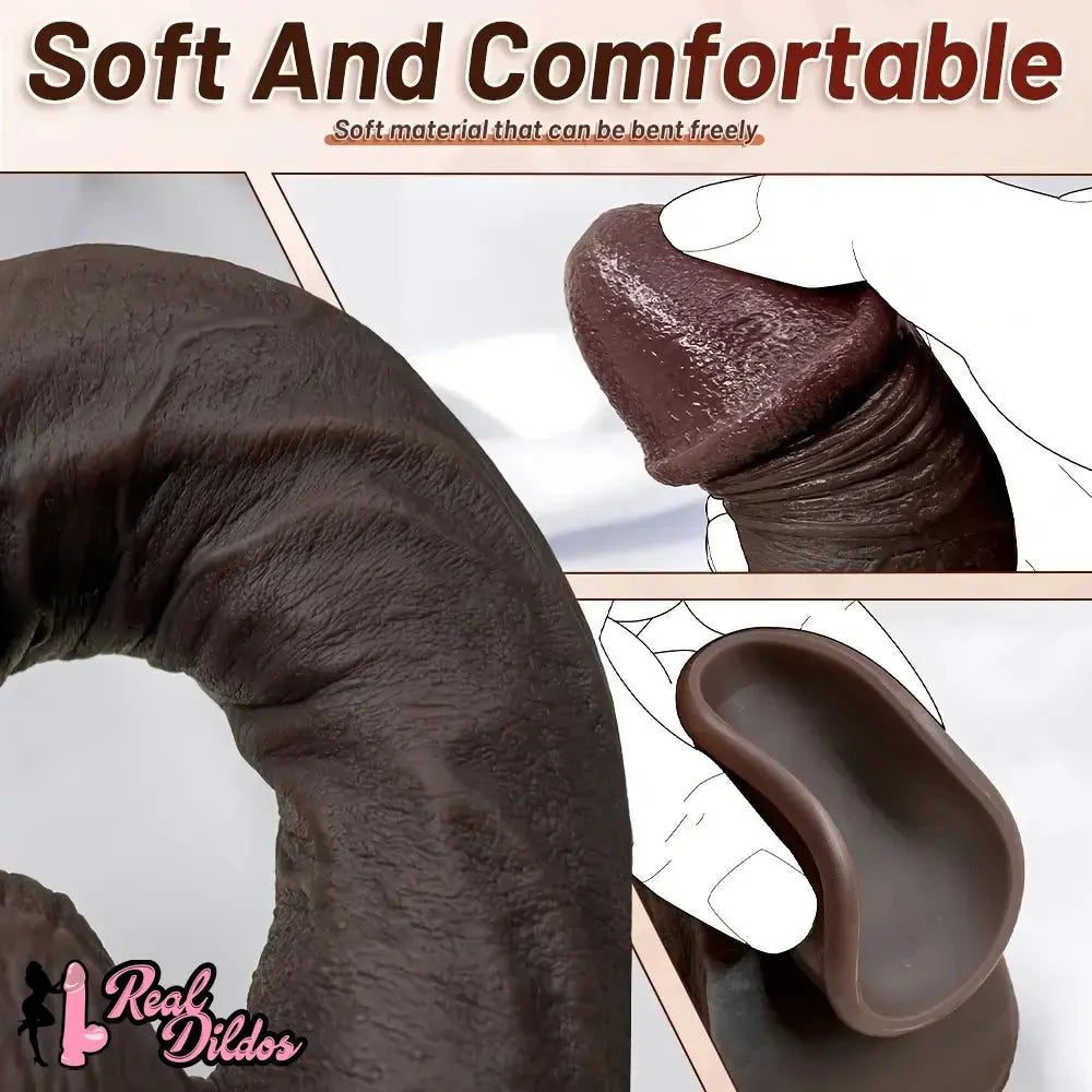 11.02in Ebony Wearable Realistic Silicone Thick Dildo For G Spot Vagina