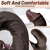 11.02in Ebony Wearable Realistic Silicone Thick Dildo For G Spot Vagina