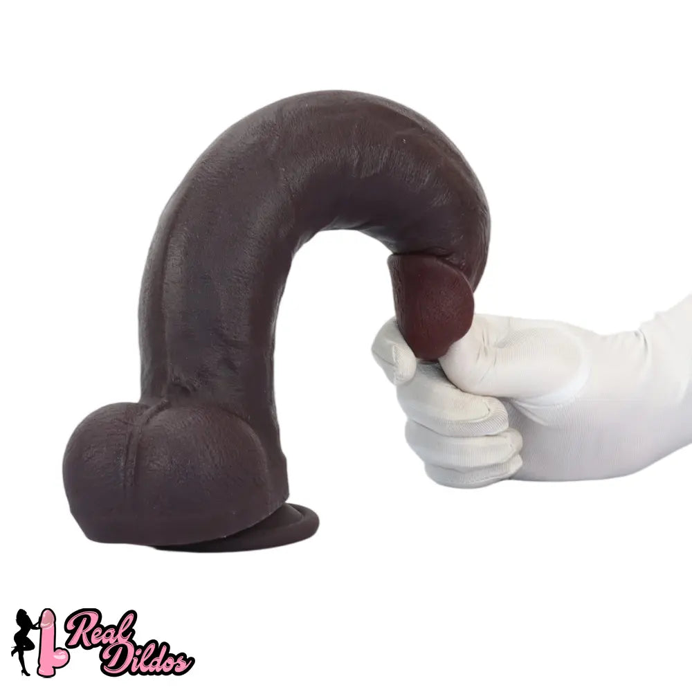 12.59in Fine Texture Real Skin Dual Density Soft Curved Dildo Adult Product