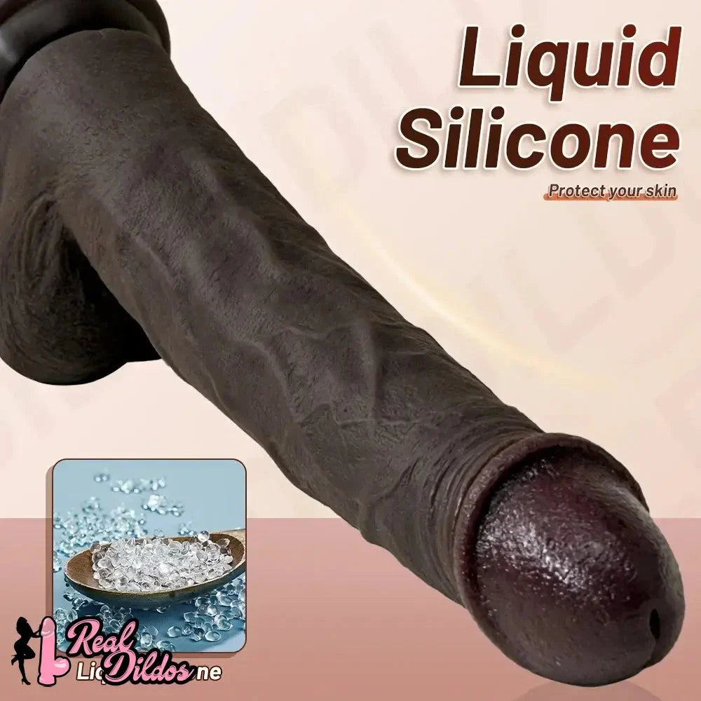 11.02in Ebony Wearable Realistic Silicone Thick Dildo For G Spot Vagina