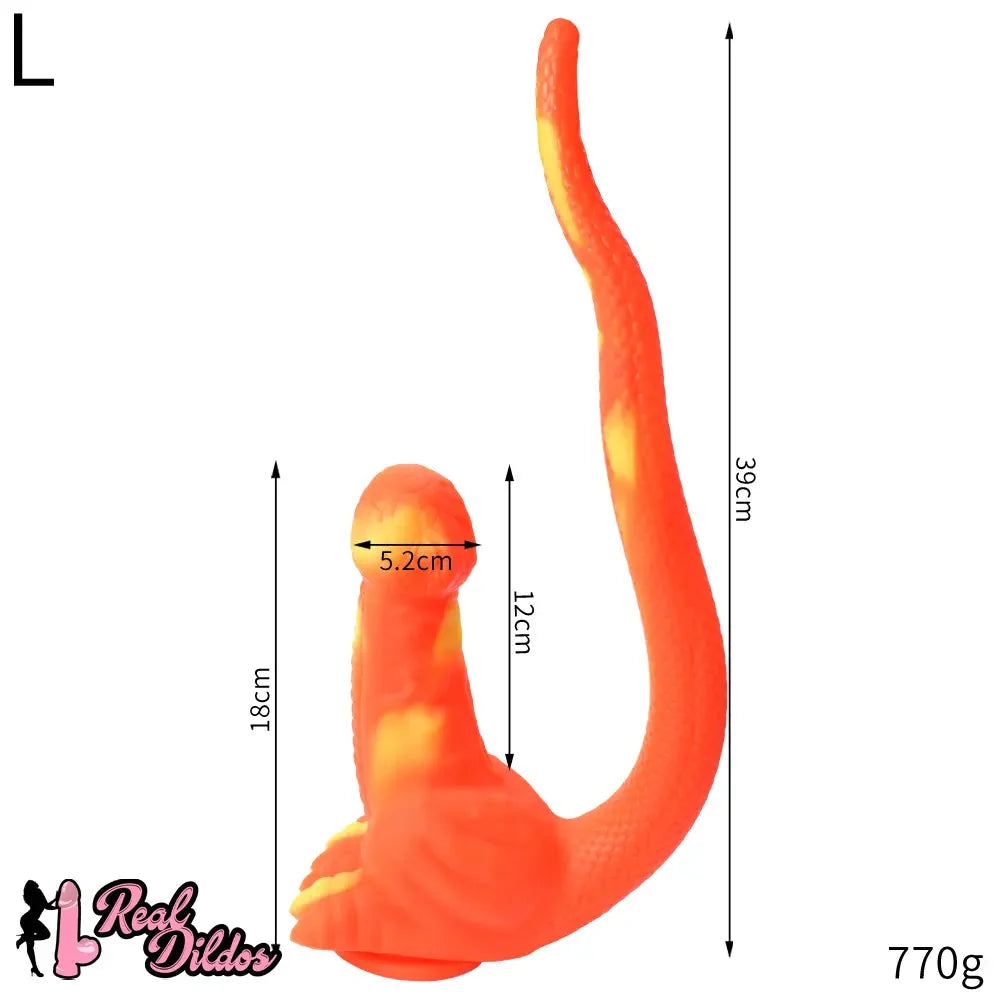 12.8in 15.35in Dinosaur Silicone Soft Big Glowing Dildo For Women Anal Sex