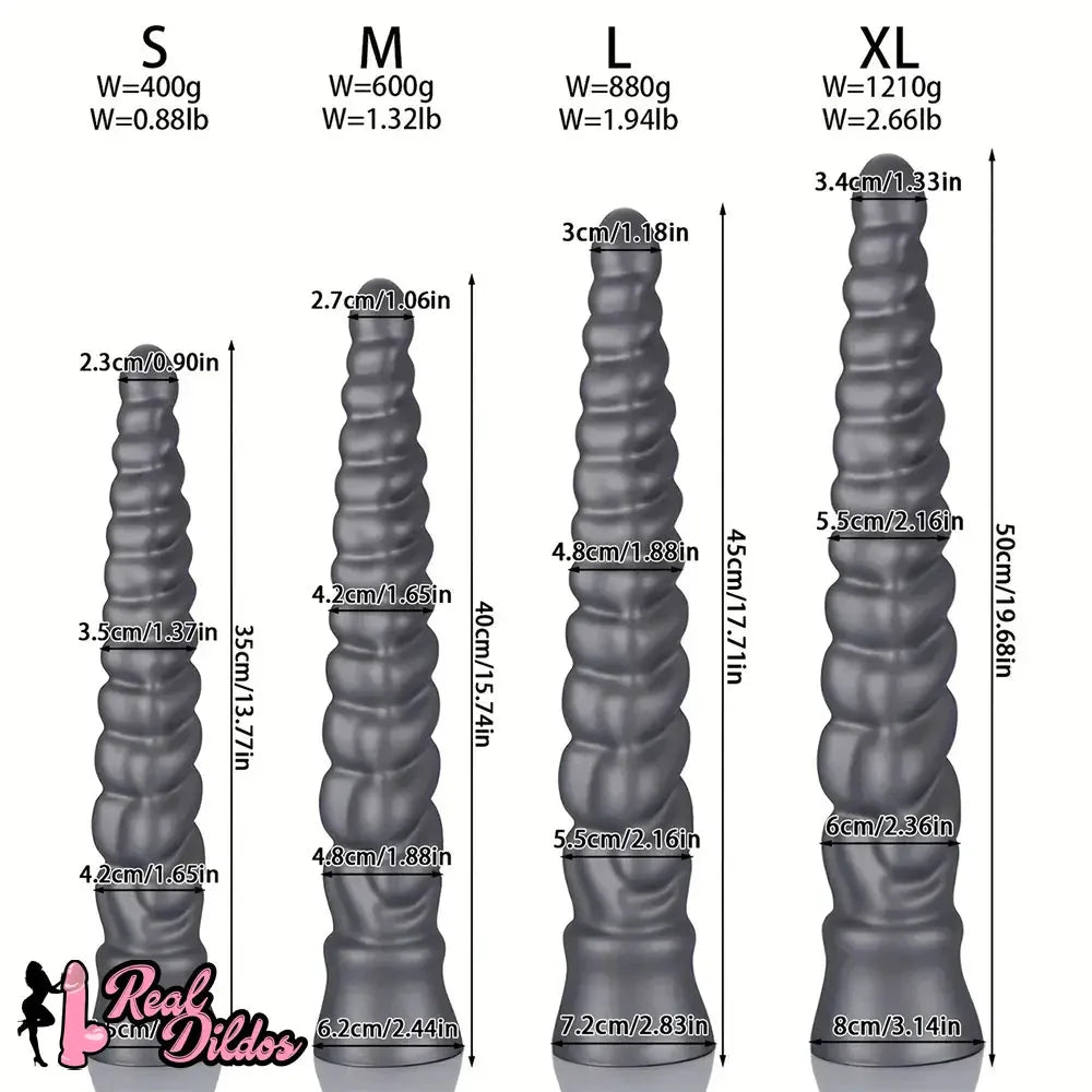 13.77in 15.74in 17.71in 19.68in Long Screw Anal Whip Huge BDSM Soft Dildo