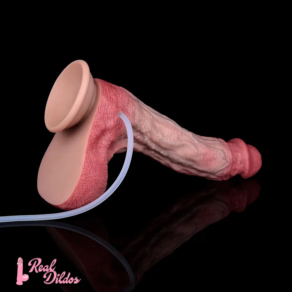 10.12in Couple Sex Game Toy Dual Density Silicone Ejaculating Dildo