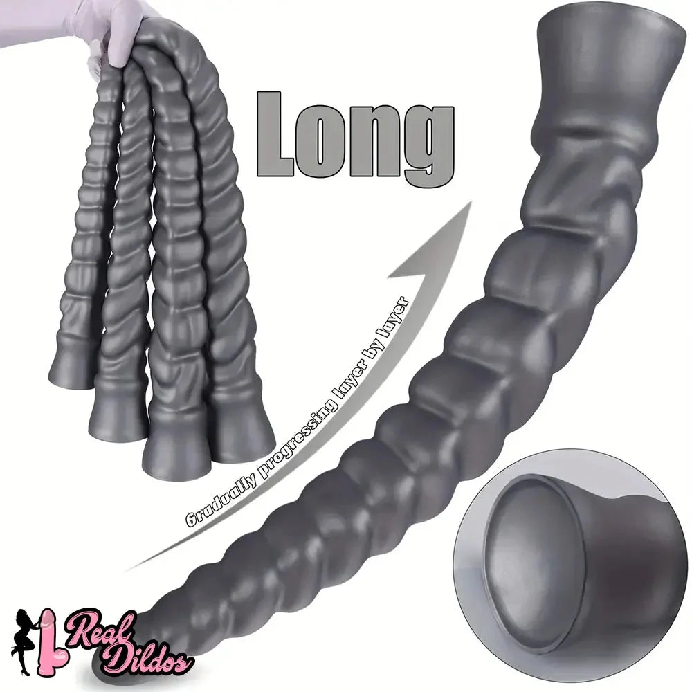 13.77in 15.74in 17.71in 19.68in Long Screw Anal Whip Huge BDSM Soft Dildo