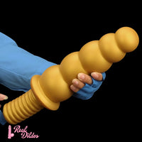 10.62in 14.56in Gold Silicone Anal Plug Dildo With Handle For Love