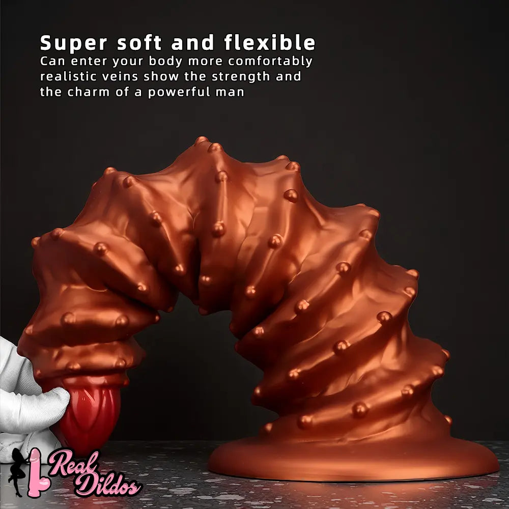 10.43in 12in 14.17in Extra-Large Long Threaded Silicone Sharp Head Dildo