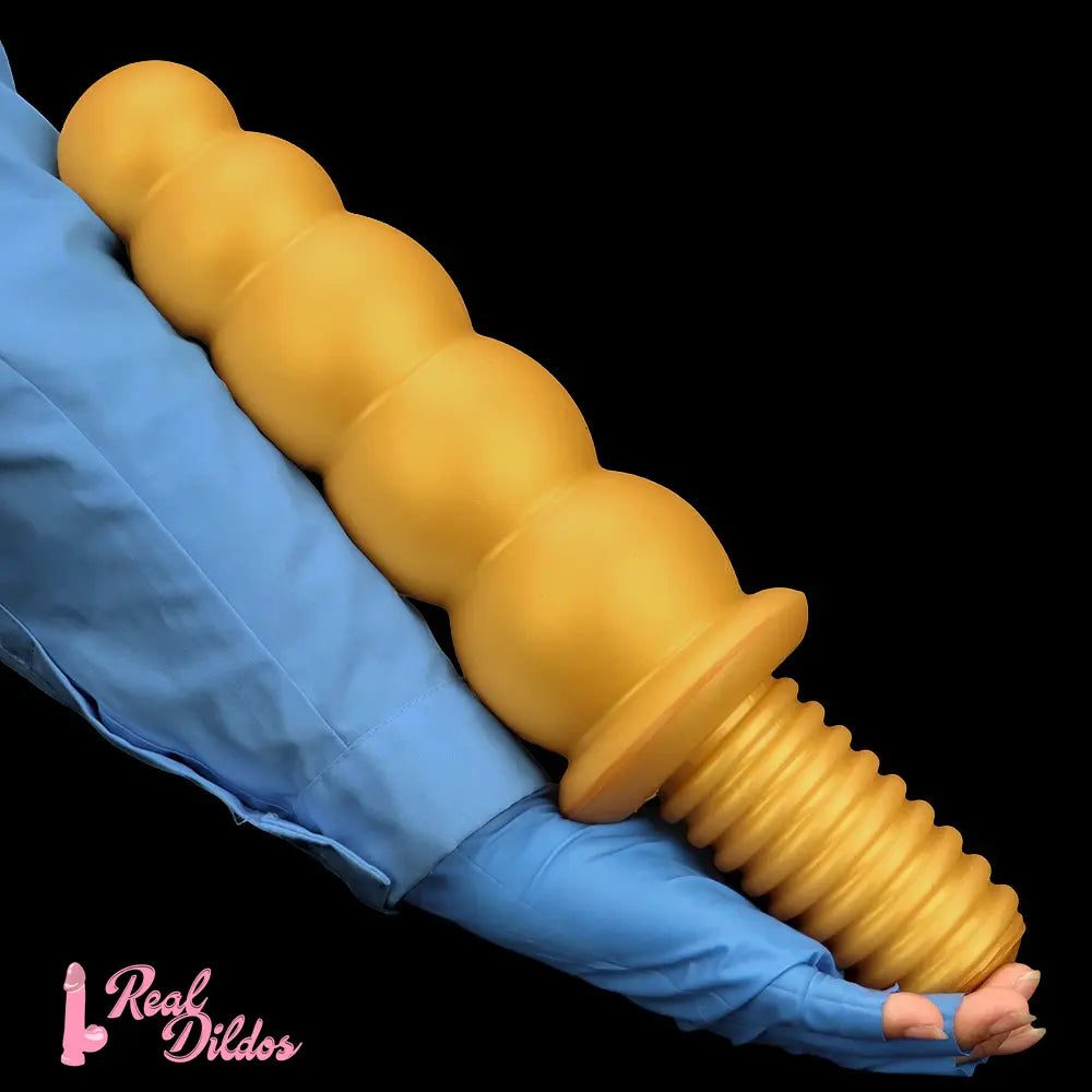 10.62in 14.56in Gold Silicone Anal Plug Dildo With Handle For Love
