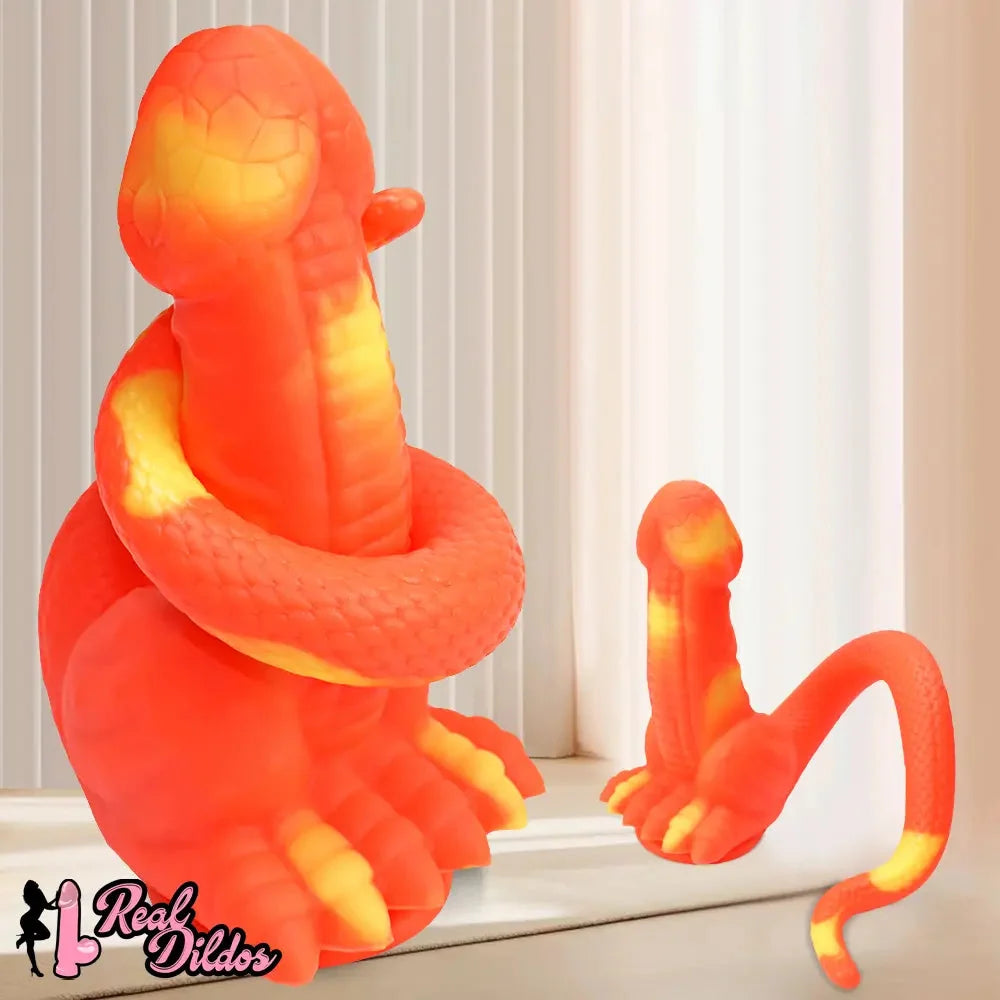 12.8in 15.35in Dinosaur Silicone Soft Big Glowing Dildo For Women Anal Sex