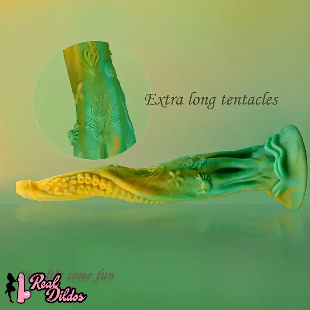 13.9in Simulated Realistic Long Octopus Alien Soft Suction Cup Dildo