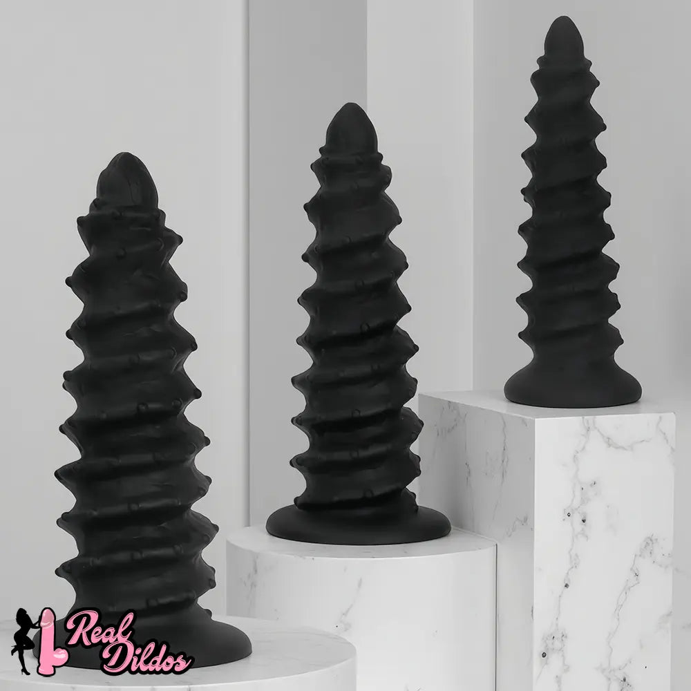 10.43in 12in 14.17in Extra-Large Long Threaded Silicone Sharp Head Dildo