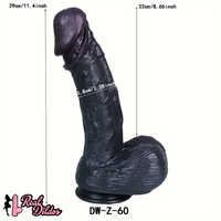 11.4in Realistic Dildo Ebony Soft Silicone Ultra Lifelike Adult Sex Toy