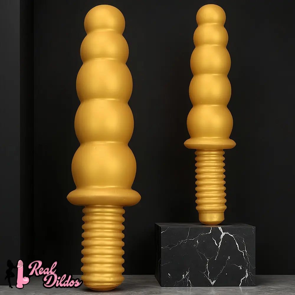 10.62in 14.56in Gold Silicone Anal Plug Dildo With Handle For Love