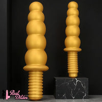 10.62in 14.56in Gold Silicone Anal Plug Dildo With Handle For Love