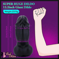 12.2in Super Thick Huge Black Rooster Penis Dildo With Suction Cup Anal Toy