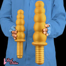 10.62in 14.56in Gold Silicone Anal Plug Dildo With Handle For Love