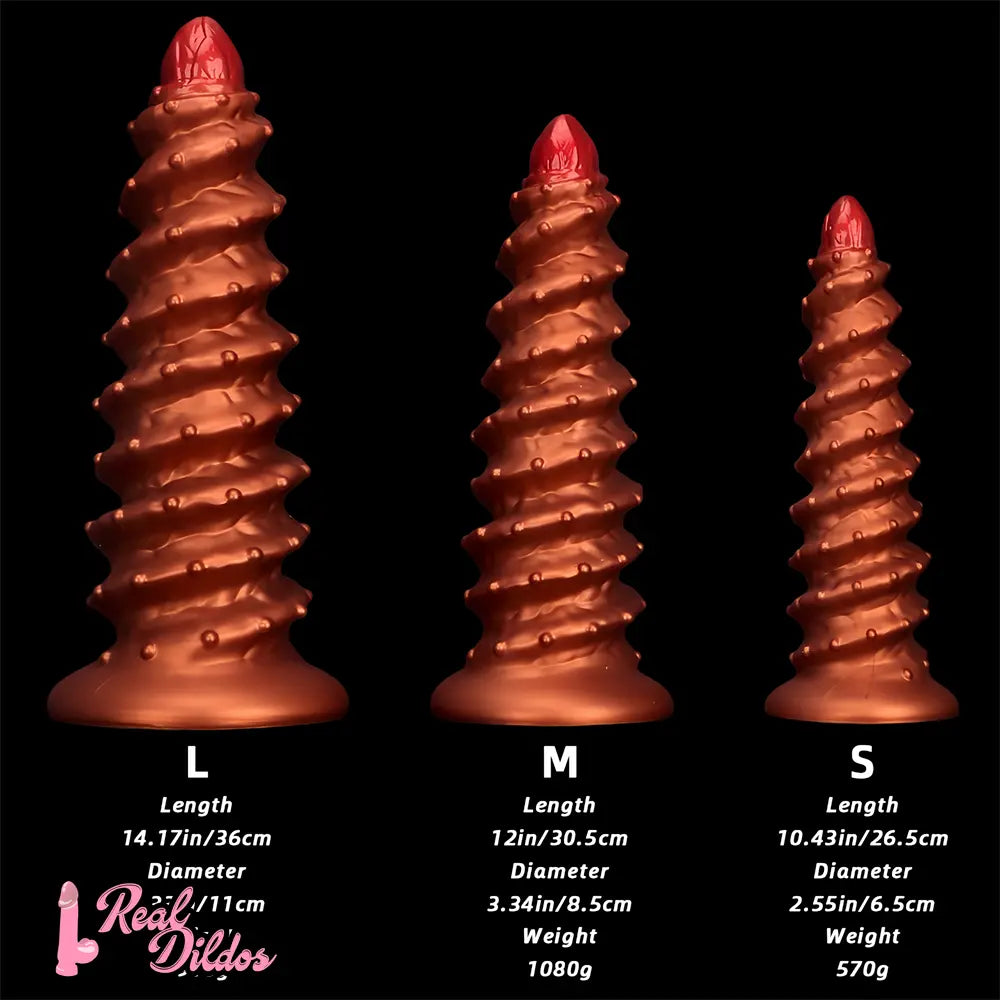 10.43in 12in 14.17in Extra-Large Long Threaded Silicone Sharp Head Dildo