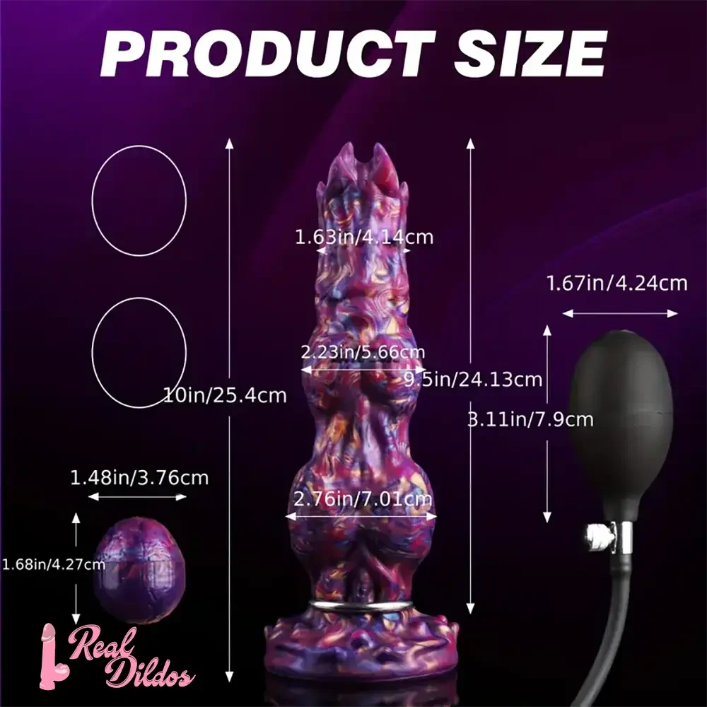 10in Monster Fantasy Ovipositor Inflatable Pump Knotted Animal Dildo