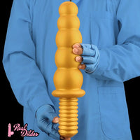 10.62in 14.56in Gold Silicone Anal Plug Dildo With Handle For Love