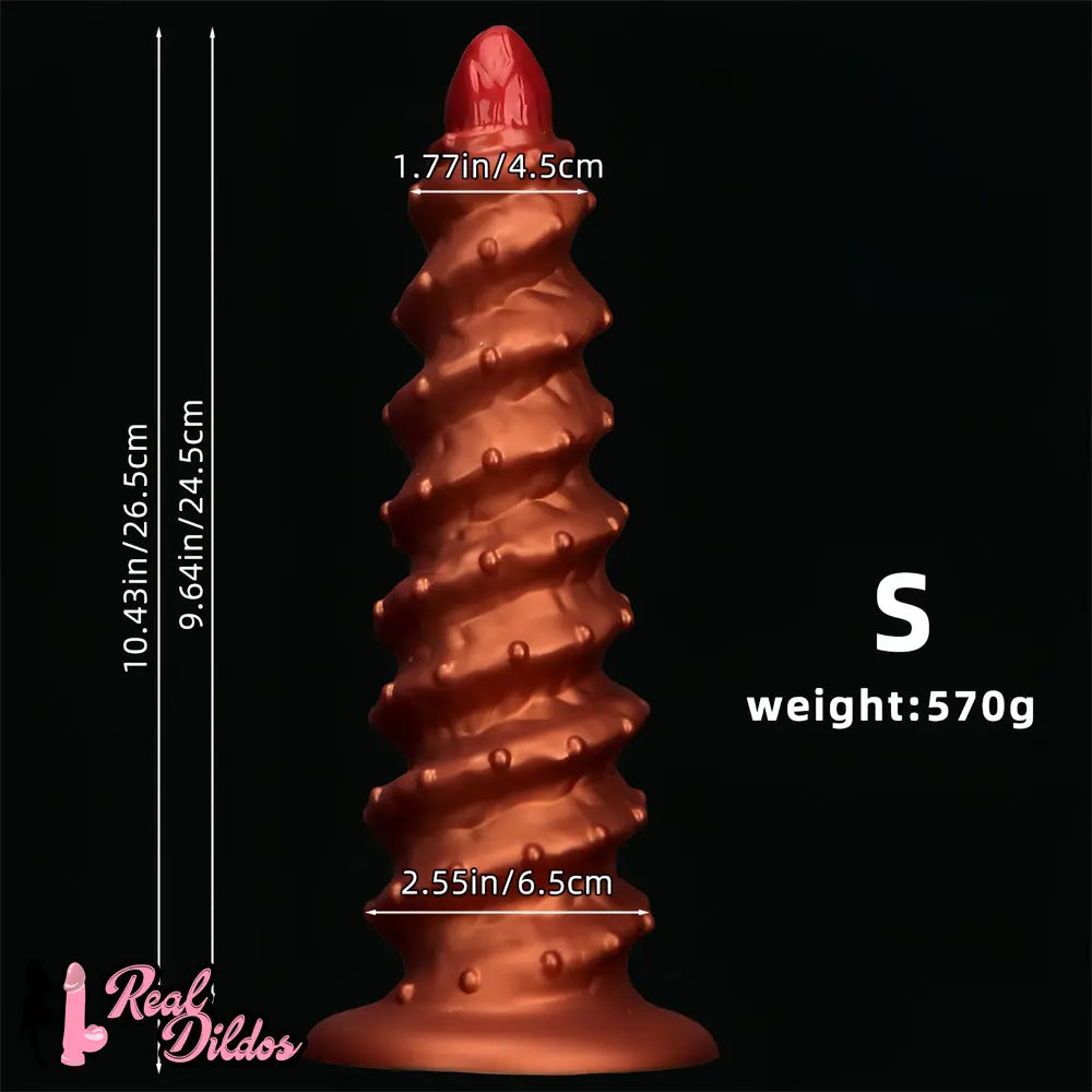 10.43in 12in 14.17in Extra-Large Long Threaded Silicone Sharp Head Dildo