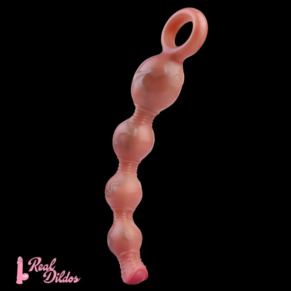 10.5in Big Vibrating Silicone Soft Pulling Beads G Spot Odd Dildo With 3 Motors