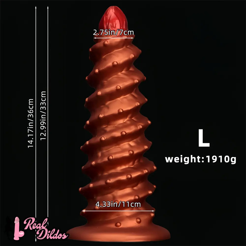 10.43in 12in 14.17in Extra-Large Long Threaded Silicone Sharp Head Dildo