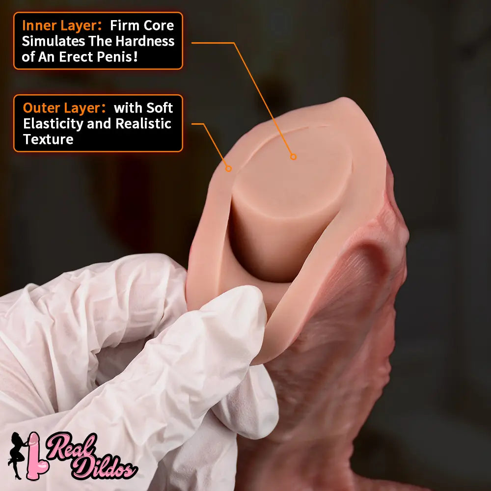 10.12in Double-layer Liquid Silicone Skin-like Soft Big Lifelike Male Dildo