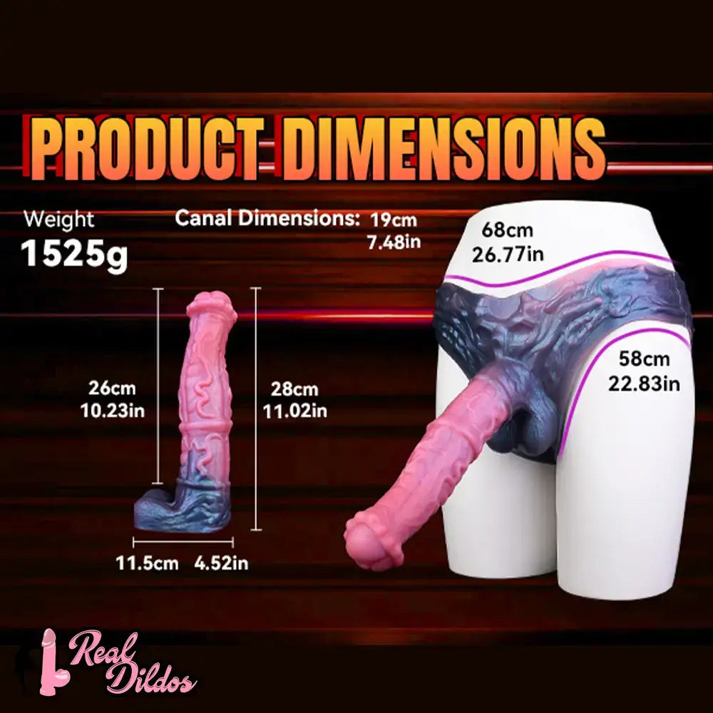 11.02in Horse Cock Hollow Soft Dildo Leather Panty Lifelike Penis Sheath