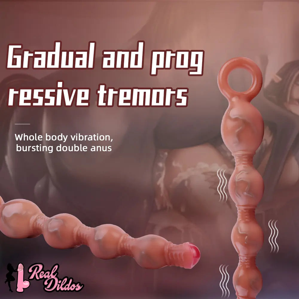10.5in Big Vibrating Silicone Soft Pulling Beads G Spot Odd Dildo With 3 Motors