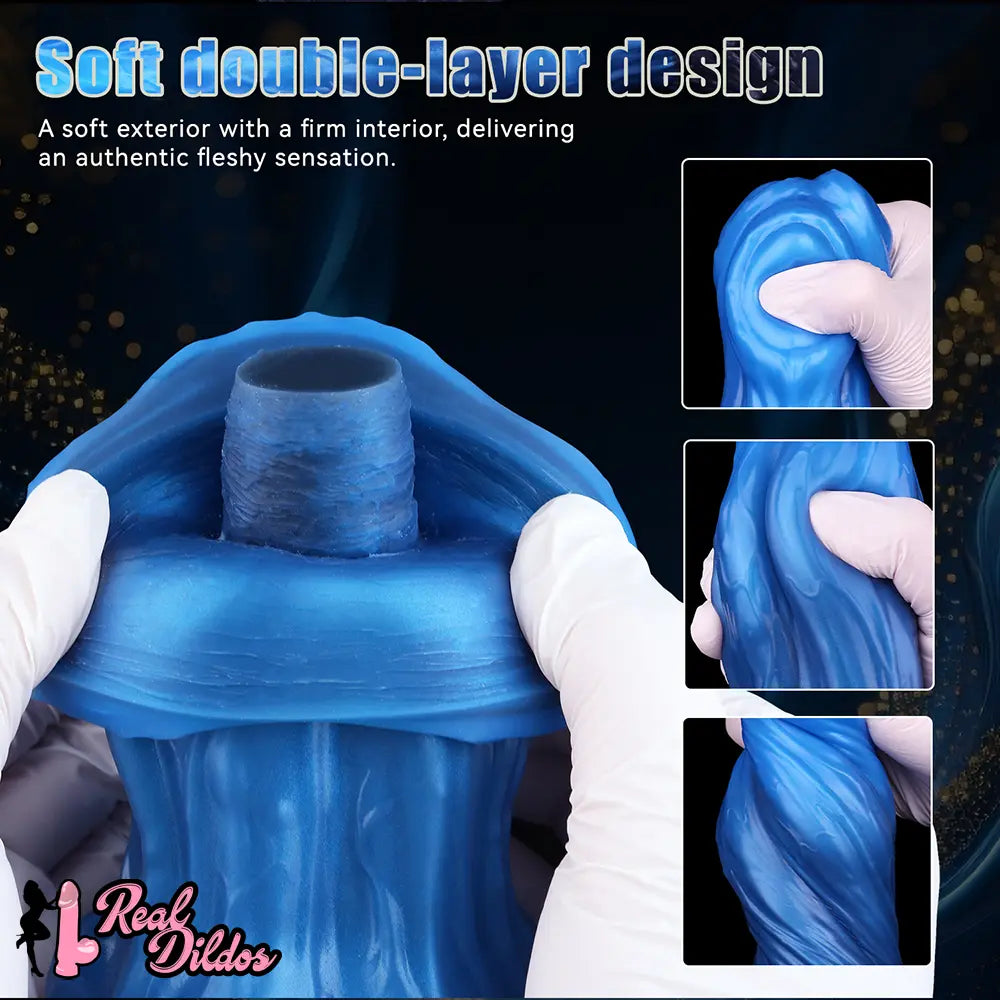 10.15in Double Layer Three Heads Silicone Knot Dildo For Women Men