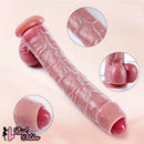 10.4in Realistic Big Uncut Movable Foreskin Silicone Large Dildo With Balls